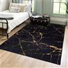 Mazovia Tappeto Salotto Moderno - Tapeto Stampato a Pelo Corto - Morbido Tappeto Camera da Letto - Antiscivolo Tapeto TOSCANA - Tappeto Salotto Motivo Marmo Astratto - Nero Oro 80x150cm