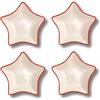 LEONARDO LUXURY HOME DESIGN Set 4 Piatti Natalizi Porcellana Bianca Forma di Stella Bordino Rosso Ideali Antipasti Dolci Tavola Idea Regalo (4, Stella Bordo Rosso)
