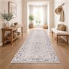 Paco Home Tappeto Corridoio Vintage Pelo Corto Stile Boho Lavabile Antiscivolo Facile Da Pulire Design Retro Moderno, Colore:Grey 3, Dimensione:80x300 cm