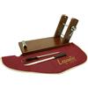 FERRETERIA LEPANTO Porta prosciutto modello Reserva con set di coltello per prosciutto, chaira e copri prosciutto bordeaux, supporto per prosciutto e pallet fisso realizzato in legno di pino color noce, antiscivolo