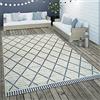 Paco Home Tappeto per interni ed esterni a tessuto piatto con motivo geometrico a rombi e strisce in bianco, Dimensione:120x170 cm