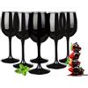 Sendez Set di 6 calici da vino rosso e bianco di colore nero, con capacità di 300 ml