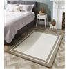 Lord of Rugs Tappeto in lana trapuntata a mano con cornice, per case di lusso, soggiorno, camera da letto, bordato, tinta unita, tappeto moderno, color tortora e crema, piccolo, 80 x 150 cm