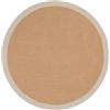 carpetfine Tappeto Sisal Rotondo colore naturale Ø 60 cm tessuto a mano con bordo in cotone talpa | Tappeto naturale antiscivolo Uni in tessuto piatto di fibre naturali per soggiorno e camera da letto