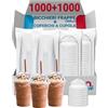 G.M. DISTRIBUZIONE 1000 Bicchieri Frappè in PS da 300 ml + 1000 Coperchi A Cupola in PS, Bicchieri e Coperchi Riutilizzabili Trasparenti, Bicchiere Riutilizzabile Alta Qualità per Bar e Gelaterie