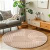 Carpetsale24 tappeto rotondo 80 cm rosa a pelo alto, morbido e soffice, stile boho scandinavo, shaggy a pelo lungo, facile da pulire con retro in juta