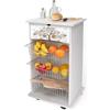 Lupia - Carrello Cucina Multifunzione Bianco TREE WHITE, Portafrutta Ruote Piroettanti, Piano di Appoggio, tre Cestelli Estraibili in Acciaio, Legno 40X45H85 cm montato