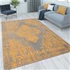 Paco Home Tappeto Salotto Moderno Soggiorno Pelo Corto Vintage Motivo Persiano Motivo Ornamenti, Dimensione:80x150 cm, Colore:Giallo Antracite