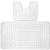 4All Tappetino da bagno greco in fibra sintetica resistente all'umidità, 100% polipropilene, lavabile in lavatrice, tappetino da doccia, tappetino per WC (bianco)