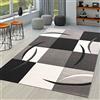 TT Home Tappeto Soggiorno Moderno Pelo Corto Effetto 3D Geometrico A Onde, Colore:Bianco-Nero, Dimensione:120x170 cm