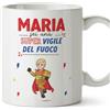 Mugffins Tazza Personalizzata in ceramica per VIGILE DEL FUOCO donna 11 oz / 350 ml - In italiano - Sei Super! - Idea regalo per compleanno, anniversario, natale, laurea