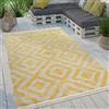 Paco Home Tappeto Per Esterno Terrazzo Balcone Tappeto Cucina Moderno Rombi Design Con Frange, Dimensione:60x100 cm, Colore:Giallo-Bianco