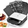 SUPERLEX Set per panini multifunzione 6 in 1, per tostapane a contatto, piastra per waffle, 2 fette con rivestimento antiaderente, cottura su entrambi i lati a temperatura costante, senza BPA