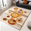 UUZEAI Tappeto antiscivolo lavabile per soggiorno, motivo rettangolare con linee astratte e cerchi, per camera da letto, corridoi e ufficio, marrone chiaro 80x160cm