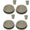 COSE DA CASA Set Piatti e Bicchieri in Plastica Dura per 4 Persone 8 Piatti 4 Bicchieri Colore Grigio Caldo Perfetto per Campeggio, Camper e Roulotte gite montagna mare