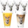 MamboCat Alois - Set di 6 bicchieri da 250 ml, altezza 13,1 cm, con decorazione a cervo, per 6 persone, in vetro conico per succo, lima, bibite e Co