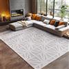 Carpetsale24 Tappeto Indoor Outdoor Impermeabile 200x290 cm, Effetto 3D, Disegno del diamante, Resistente alle Intemperie, Lavabile, Colore Crema Naturale, Tappeto per Soggiorno e Terrazza