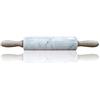 CBAM Mattarello in Marmo Bianco Carrara Statuario con Manici Legno Marble ROLLING PIN with Wooden Handles