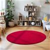 Teppium Tappeto Rotondo per Soggiorno 200 cm Rosso Lavabile, Pelo Corto, Moderno Design Monocromatico - Tappeto Lavabile Antiscivolo Extra Morbido e Fluffy per Cucina e Camera da Letto