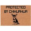 Social crazy Tappeto zerbino personalizzato - PROTECTED BY Chihuahua - cocco naturale ideale per ingressi (COCCO NATURALE, 90X60 CM)