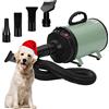 XKISS Soffiatore per Cani 3200W/4.5 PS, Asciugatore per Cani,Continua con velocità e Temperatura Regolabile Asciugacapelli per Animali Domestici, con 4 Ugelli Diversi (Verde)