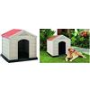 Happy-House Happy House Cuccia per Cani in Resina PLASTICA Doggy Taglia Grande Large 90X92X89 CM Beige con Tetto Rosso