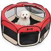 Melko Recinto per cuccioli 125 x 125 x 64 cm Recinto pieghevole per animali domestici per cani, gatti, conigli - Rosso