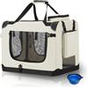 Juskys Trasportino per Cani Lassie S pieghevole e portatile 34x50x36 cm con coperta, borsa e maniglie - trasportino pieghevole per cani, gatti e animali domestici - tessuto Oxford - Beige