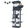 Hzuaneri Albero per Gatti, tiragraffi per gatti adulti 210 cm, xxl, giochi per gatti, Lavabile, trespolo per gattis con 2 Grotte, 8 Tiragraffi, Cestini, Amaca, Pompon, Grigio Scuro MS21018SG
