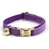 Generico Collare di gatto in velluto artificiale morbido personalizzato, Tag personalizzato del gatto, Collare del gatto inciso laser del bottone del metallo, circonferenza del collo 16-32 cm(Viola)