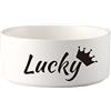 JMIPET Personalized Ceramic Dog Bowl Custom Pet Name Cat Ceramic Bowl Puppy Feeding Bowl Bottom Non-Slip Does Not Overflow Pet Bowl Kitten Puppy Food Feeder Pet Feeding Water Bowl (White)