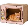 Generico Grande Graffiatoio Cartone Per Gatti - 40x22x31cm Casa Per Gatti In Cartone A Forma Di TV | Design Strutturale Traspirante | Per Protezione Mobili E Gioco Per Gattini, Conigli