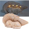 Wnvivi Statua Commemorativa Angelo del Cane, Marcatore della Tomba del Cane con Luci a LED, Pietra Commemorativa del Cane per la Perdita del Cane, Figurine Commemorative Animale