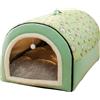 GZGLZDQ Cuccia Igloo Cane con Cuscino Removibile, Cuccia Cane Chiusa 2 in 1 Calda e Accogliente, Casetta per Cani da Interno Antiscivolo in Peluche e Cotone PP per Gatti Cani Conigli(Green,50 X 40 X 35 cm)