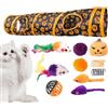 Generic Tunnel per gatti con giocattoli, Tunnel per gatti con giocattoli - Tunnel per gatti per gatti da interni, Tunnel per gatti con giocattoli, Tubo per gatti pieghevole con giocattoli per Halloween