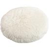 RICHRAIN Cuscino rotondo in peluche per cani e gatti, tappetino caldo per animali domestici, in cotone PP, morbido e confortevole, per soggiorno (M, 47 cm, bianco)
