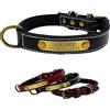 Yonsbox Collare Imbottito per Cani Personalizzato Resistente Nero Pelle con Targhetta Nome Numero di Telefono Collare Morbido Cuoio Cane Taglia Grande Media Piccola Cucciolo Femmina Maschio