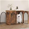 Hzuaneri 68 cm Gabbia per Cani, Tavolo Supplemento, Cuccia Moderna per Cani Interno, Gabbia per Cuccioli, Casetta per Animali, 3 porte, Porta ad arco, 49 x 68 x 56 cm, Marrone Rustico DFC85501B