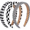 TIESOME 3 fasce per capelli a scacchi, fascia per capelli da donna a scacchi bianchi e neri in spugna a quadretti gonfi per donne, accessori per capelli per feste di Natale