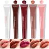 DENESTUP Lucidalabbra Idratante Set, Lucentezza Elevata Finitura in Vetro, Colori Nudi Idratanti Glitterati Rimpolpanti Rossetto Liquido E Gelatinoso per Ragazze E Donne (5 Pezzi)