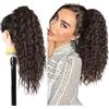Ser Mulher CLOE Coda di cavallo Capelli Ricci 50cm Applicazione con Pinza 122 gr (4 Marrone scuro)
