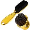 Veemoon Set di Spazzole per Taglio Capelli Manico lungo Anello, Oro | Abs e Nailon, Impugnatura Comoda, per Barba e Chioma, Rimozione dei Residui, Stile Raffinato