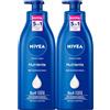 Nivea Crema Corpo Nutriente 48h Siero Idratazione Intensa con Olio di Mandorla e Vitamina E per Pelle Secca e Molto Secca - 2 Flaconi da 500ml