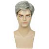 SUOCMG Parrucche sintetiche da uomo Parrucca corta grigio argento Parrucca sintetica resistente al calore naturale Halloween Cosplay Regali di Natale Parrucca per capelli-grigio
