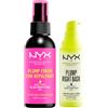 NYX Professional Makeup Spray Fissante Trucco Plump Finish Effetto Rimpolpante Idratante 24h 60ml + Primer Siero Plump Right Back Leviga la Pelle con Mix Elettroliti 30ml - Set da 2