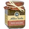 Antica Sicilia - Pesto Siciliano 180 g - Condimento Artigianale per Pasta di Basilico Fresco, Mandorle e Pecorino
