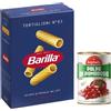 JOYTALY Barilla Pasta di Semola di Grano Duro Tortiglioni 500g, I Classici, Tempo di Cottura 11 Minuti, Pacco Scorta 24 Confezioni con Joytaly Polpa di Pomodoro Raffinata 500ml