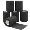 Nutoko 6 Rotoli Benda Elastica Bendaggio Adesiva Coesiva Benda Nastro Elastico Autoadesivo Salvapelle Sport Nastro Bendaggio Sportivo per Mani, Piedi, Ginocchia, Braccia 7.5cm x 4.5m (Nero)