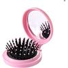 Generic Spazzola per capelli pieghevole con specchio, mini spazzola per capelli pieghevole da viaggio, compatta spazzola per capelli a specchio da viaggio (rosa)