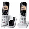 Panasonic KX-TGC252SPS Telefono Senza Fili Digitale Per Anziani Con Blocco Chiamate Non Desiderate, Schermo Di Facile Lettura, Altoparlante Vivavoce Sveglia, Due Telefoni, Argento